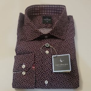 Tailorbyrd Men's Maroon and White Patterned Shirt